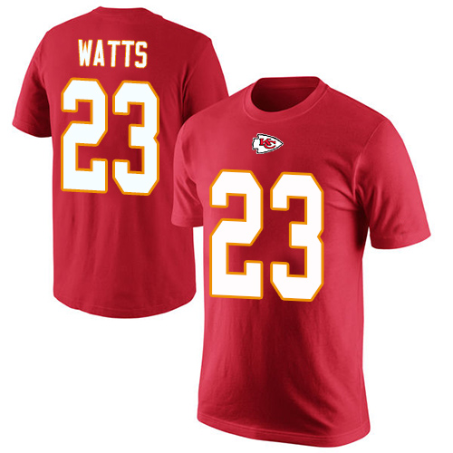Men Kansas City Chiefs #23 Watts Armani Red Rush Pride Name and Number T-Shirt->nfl t-shirts->Sports Accessory